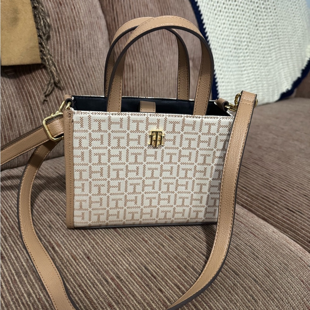 Tommy Hilfiger sling bag.. taupe color, perfect condition